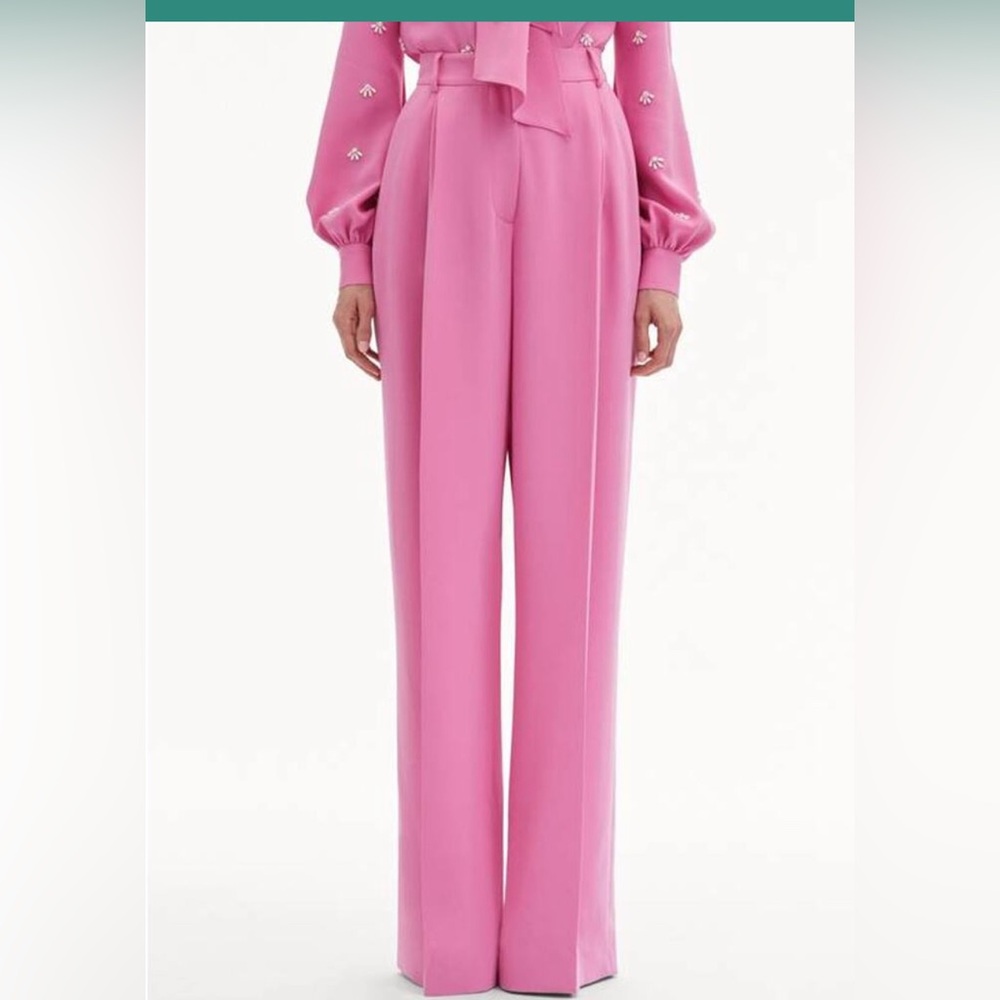 Oscar De La Renta wide leg silk Georgette Pants size 8